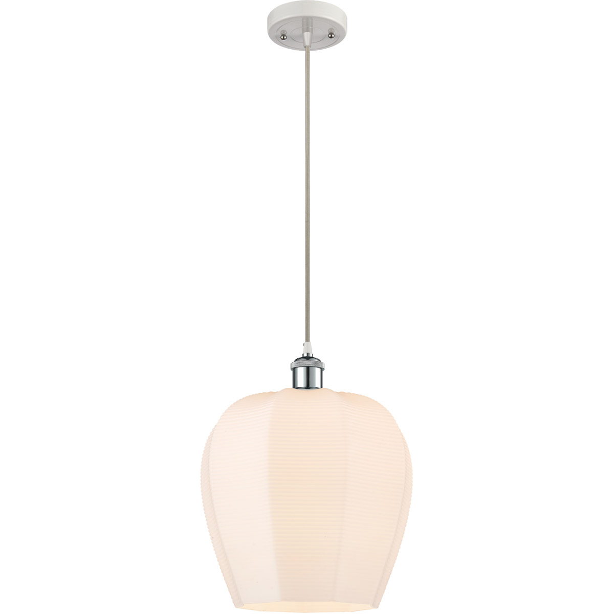 Ballston Norfolk LED 12 inch White and Polished Chrome Mini Pendant Ceiling Light in Matte White Glass