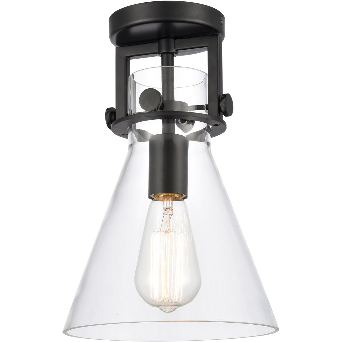 Restoration Newton 1 Light 8 inch Matte Black Flush Mount Ceiling Light, Restoration