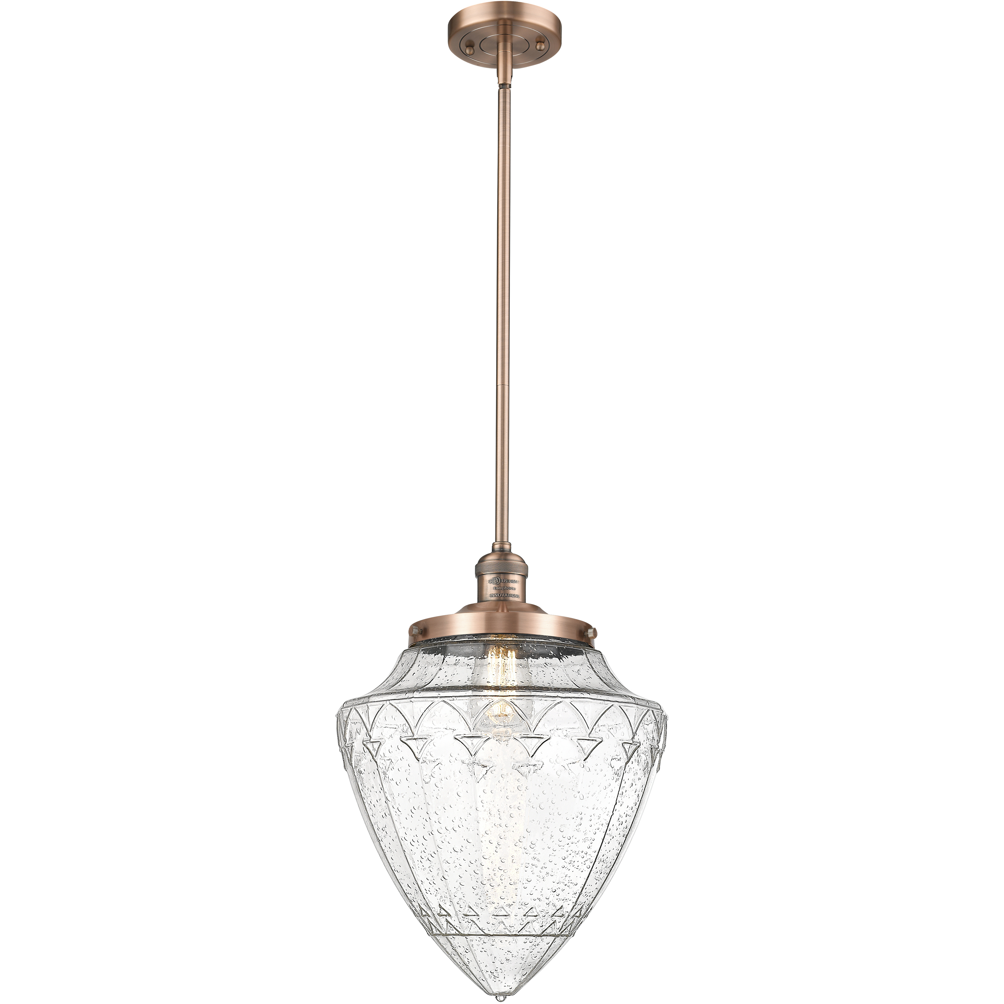 Franklin Restoration Bullet 1 Light 12 inch Antique Copper Mini Pendant Ceiling Light in Incandescent, Seedy