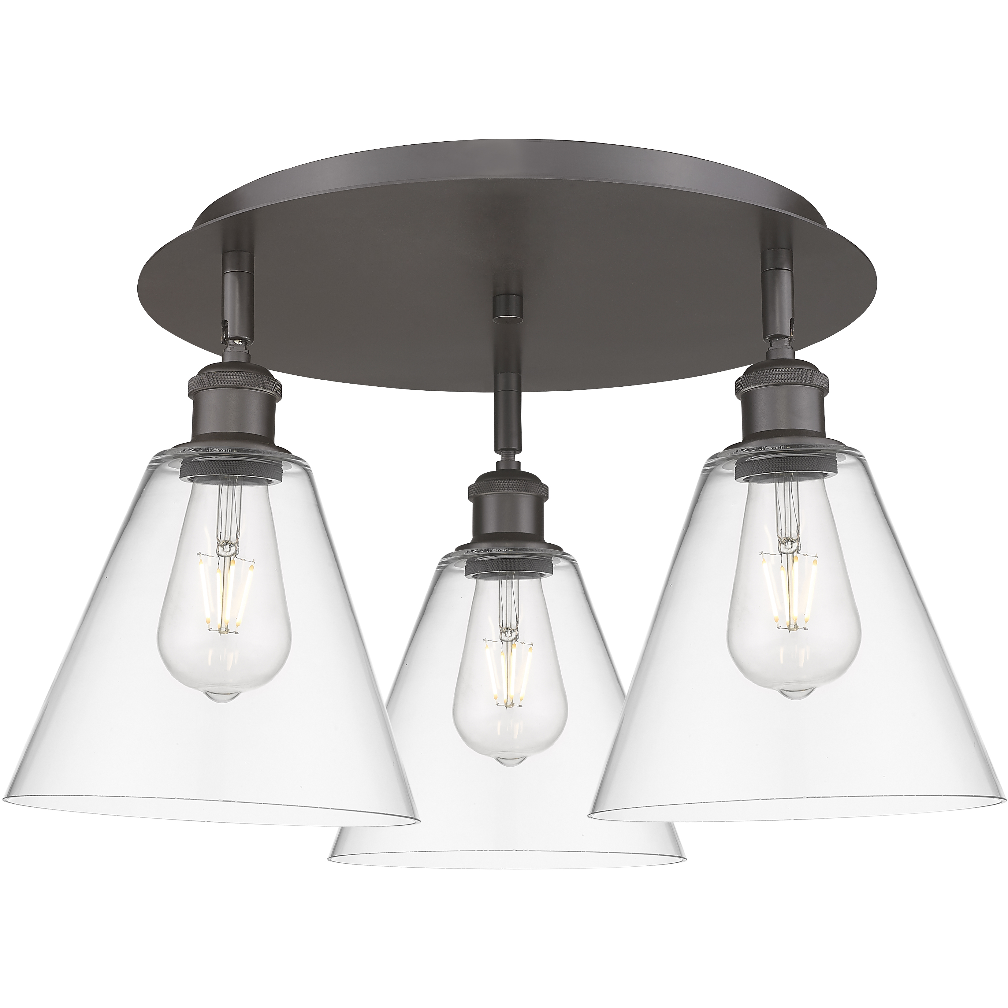 Berkshire 3 Light 19.75 inch Oil Rubbed Bronze Flush Mount Ceiling Light in Clear