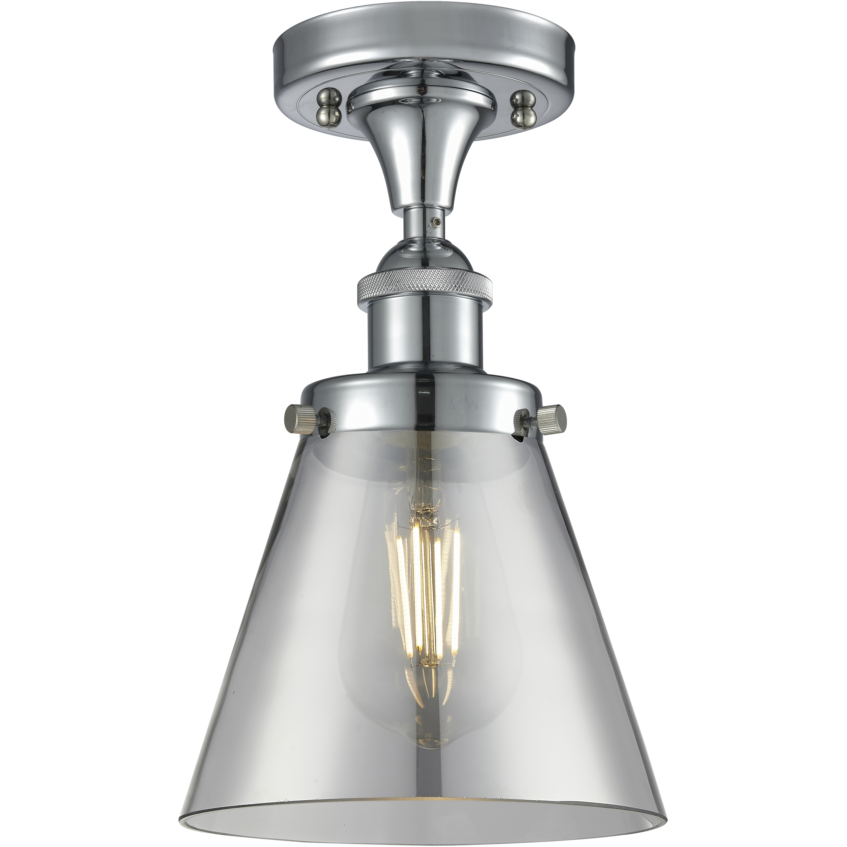 Cone 1 Light 6.5 inch Polished Chrome Semi-Flush Mount Ceiling Light