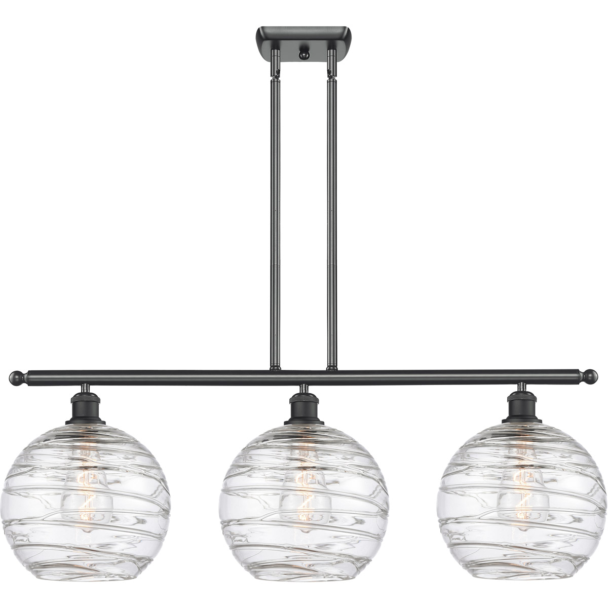Ballston Deco Swirl 3 Light 37 inch Matte Black Island Light Ceiling Light