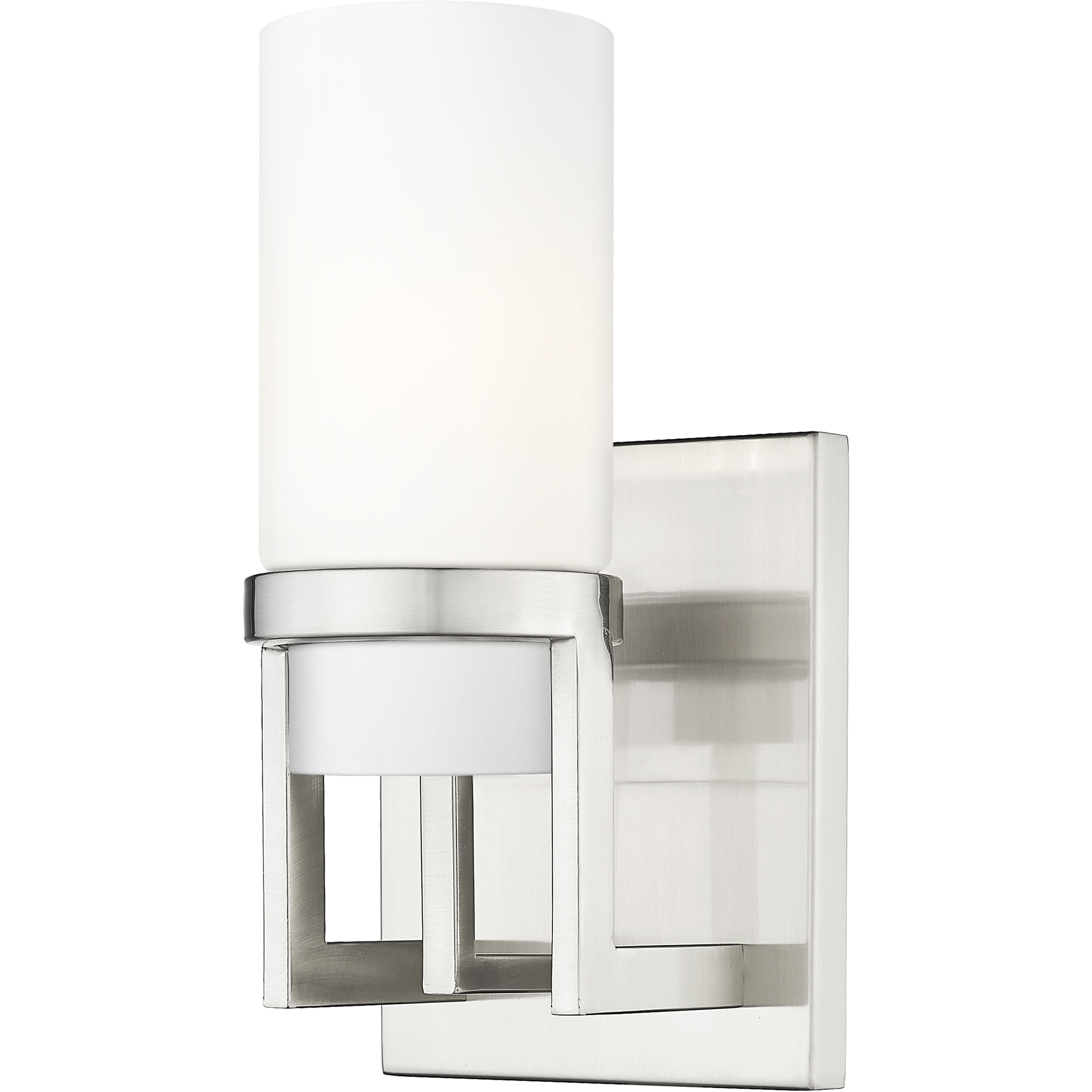 Utopia 1 Light 6 inch Satin Nickel Sconce Wall Light in Matte White Glass