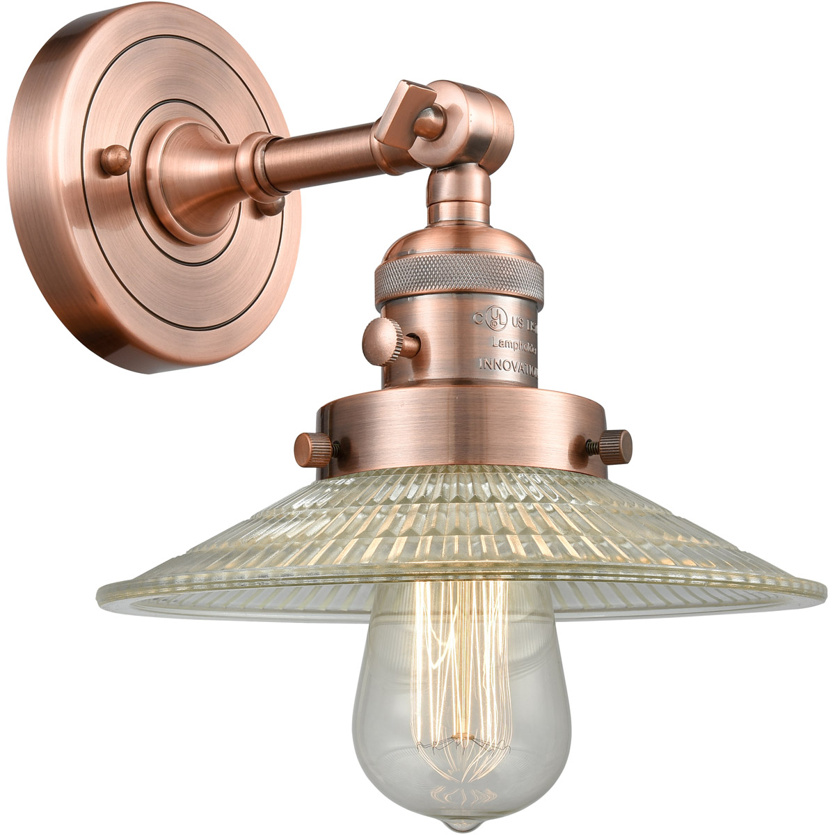 Franklin Restoration Halophane LED 9 inch Antique Copper Sconce Wall Light, Franklin Restoration