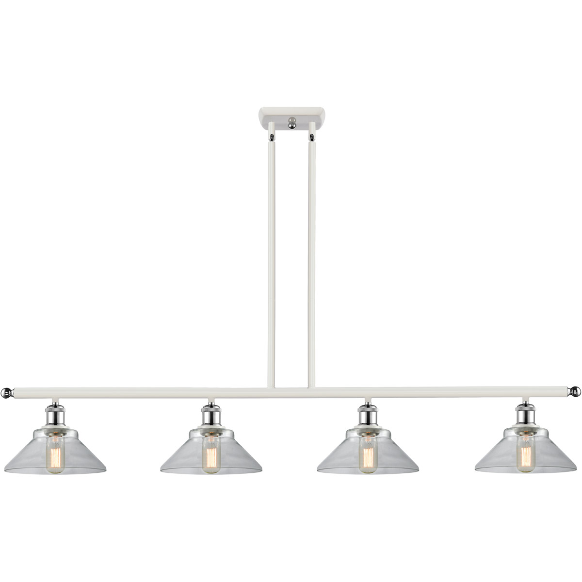 Ballston Orwell 4 Light 48 inch White and Polished Chrome Island Light Ceiling Light in Clear Glass, Ballston