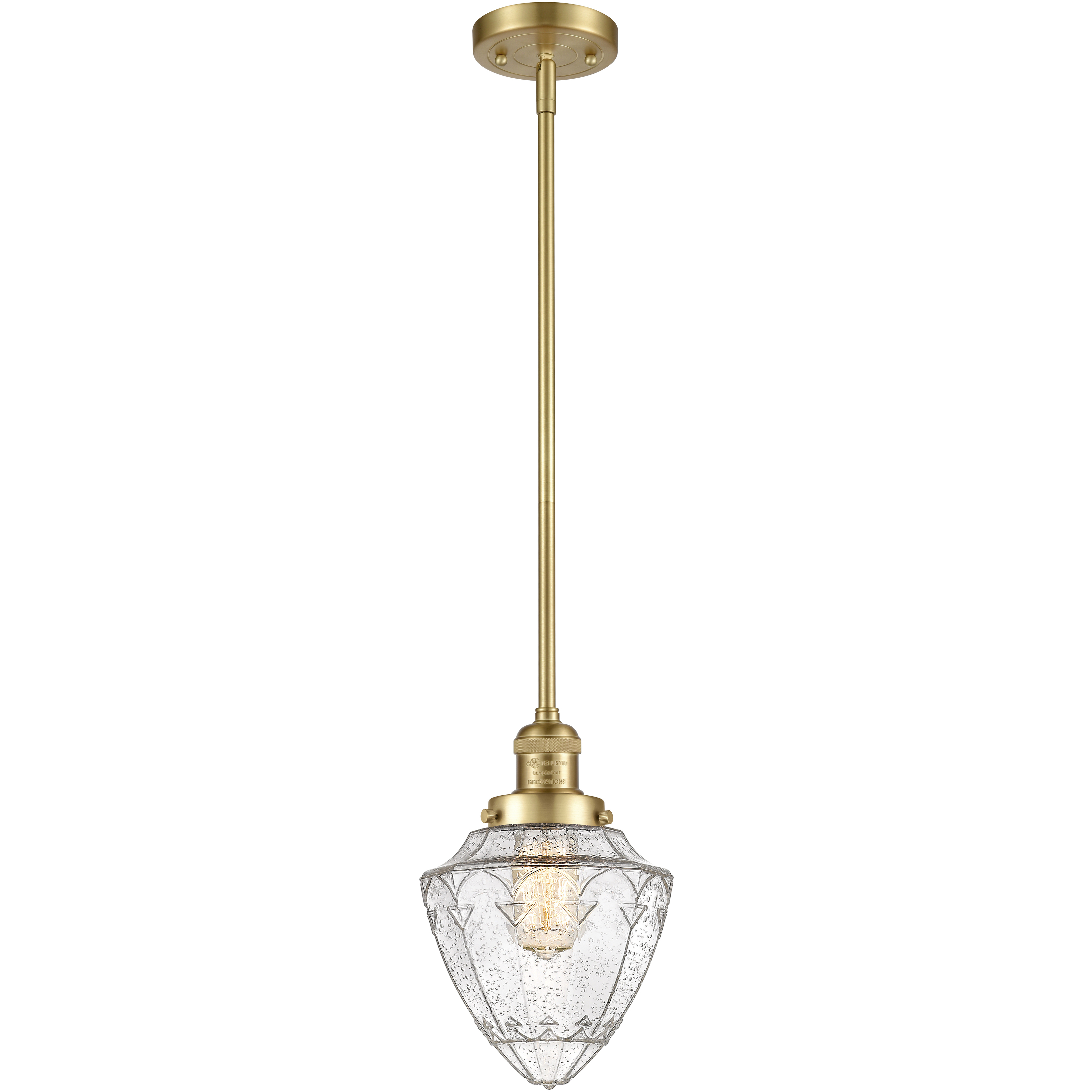 Franklin Restoration Bullet 1 Light 7 inch Satin Gold Mini Pendant Ceiling Light in Incandescent, Seedy