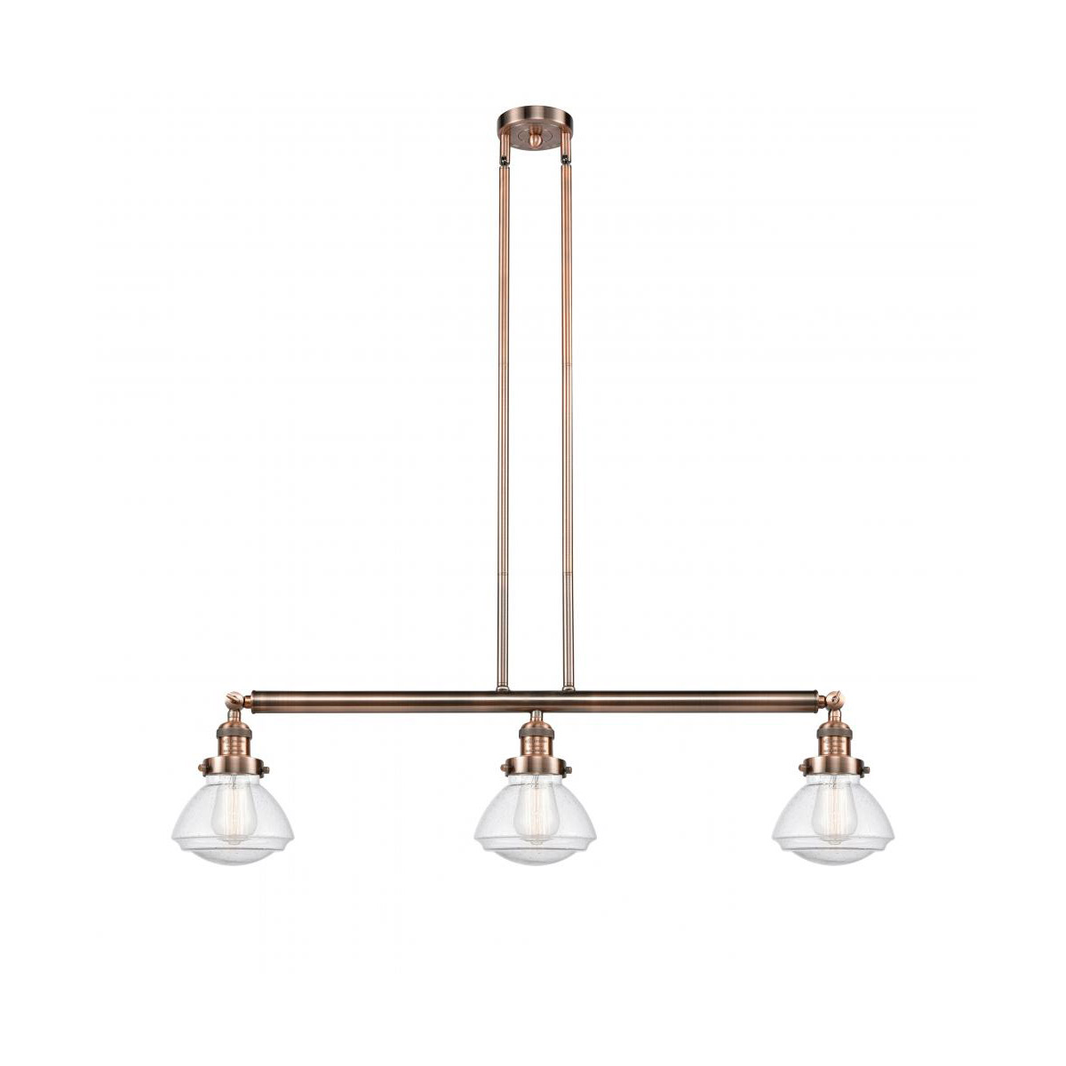 Franklin Restoration Olean LED 39 inch Antique Copper Island Light Ceiling Light in Seedy Glass, Franklin Restoration