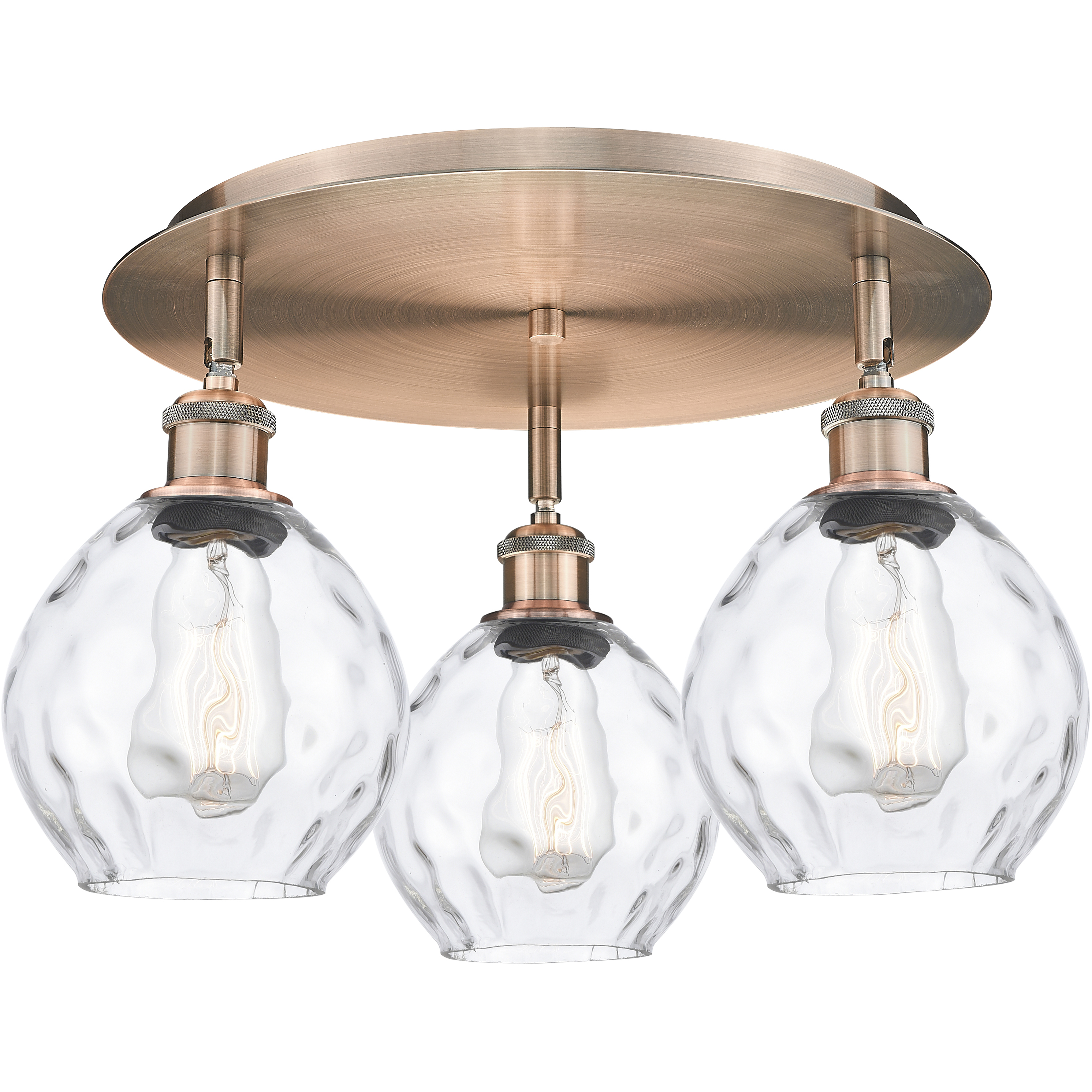 Waverly 3 Light 17.75 inch Antique Copper Flush Mount Ceiling Light